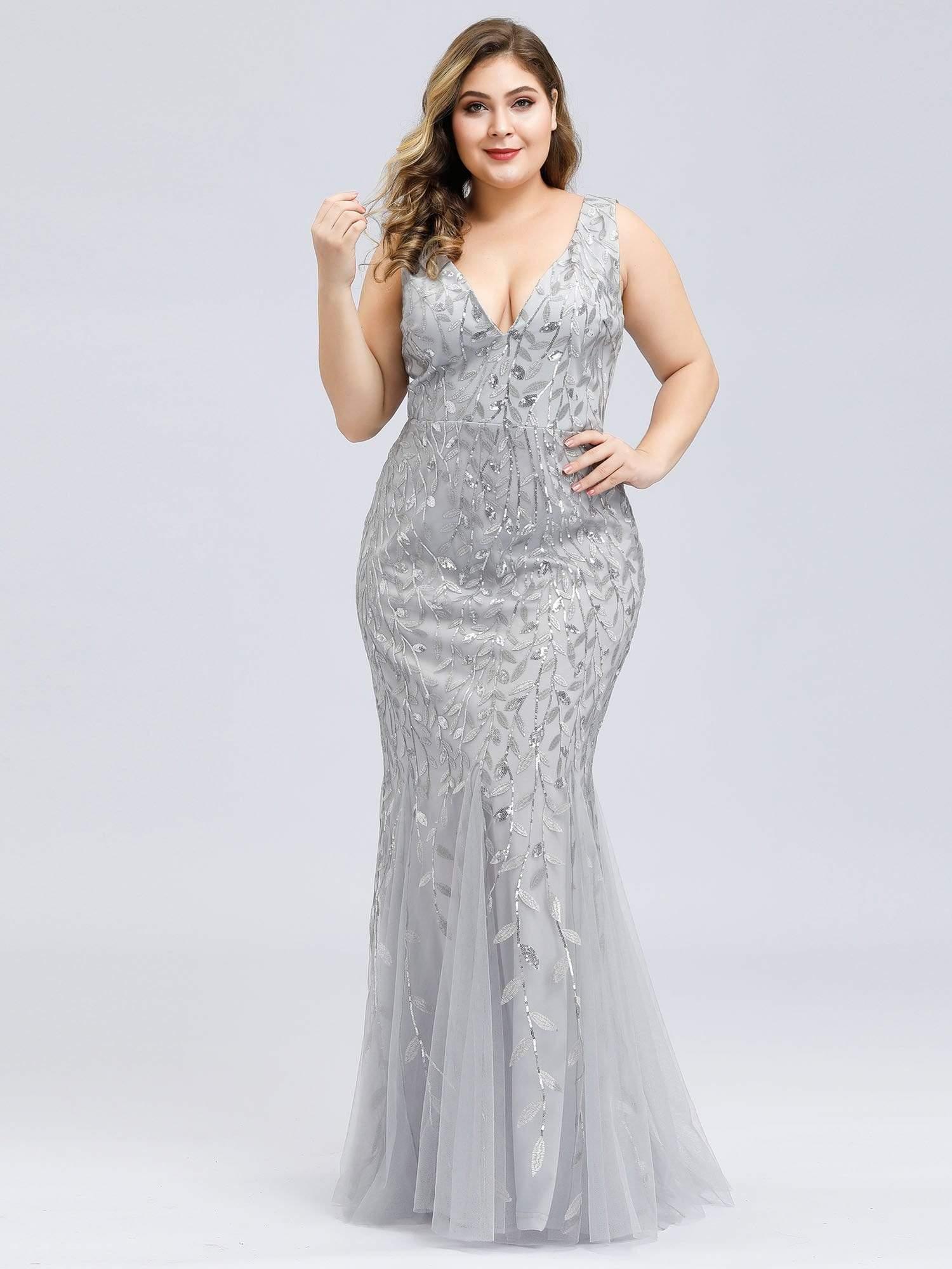 pretty ORIEL|Plus Size Maxi Sequin Formal Dresses & Gowns