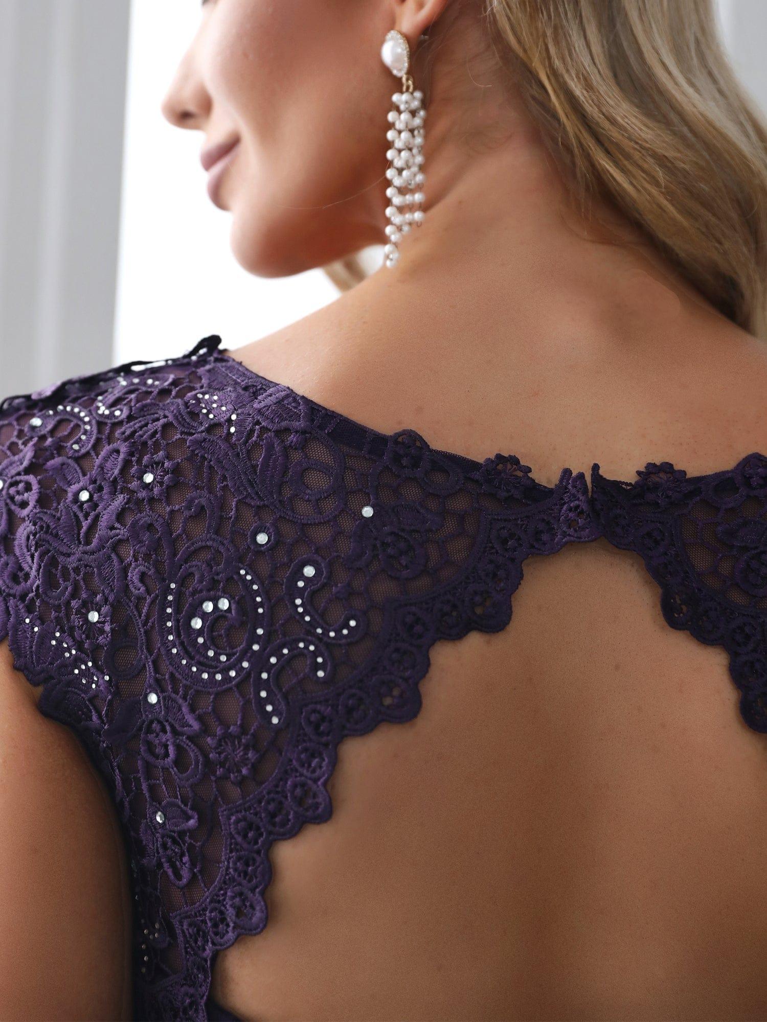 Maxi Lace Cap Sleeve Long Formal Evening Dress