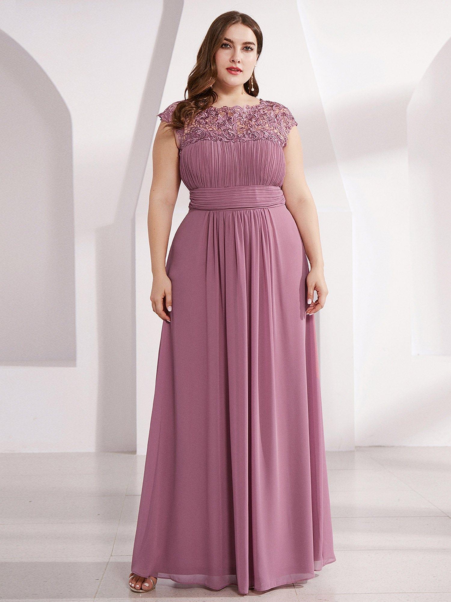 Maxi Lace Cap Sleeve Long Formal Evening Dress