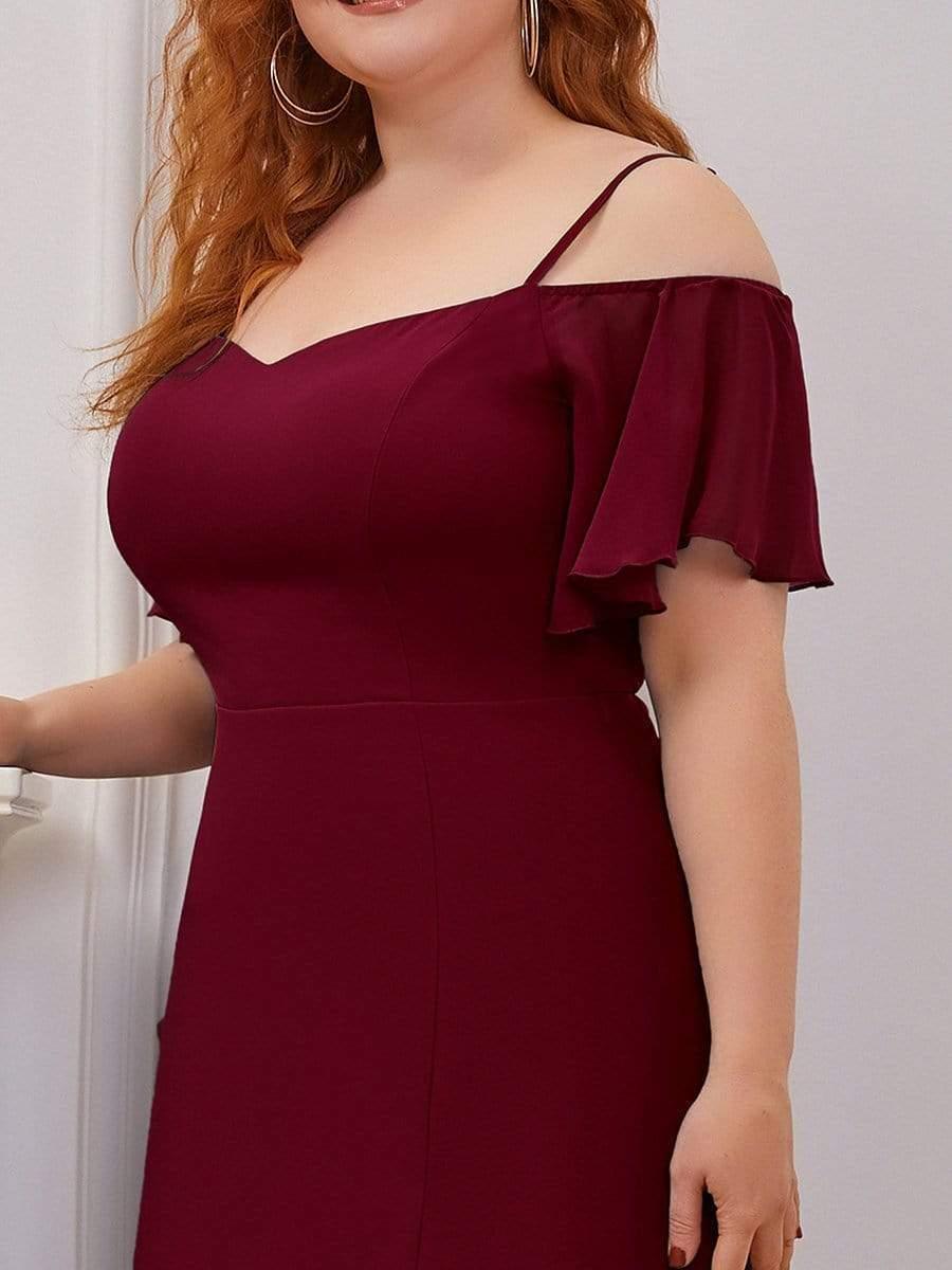 pretty REYA|Plus Size Cold Shoulder Formal Bridesmaid Dress with Side Slit