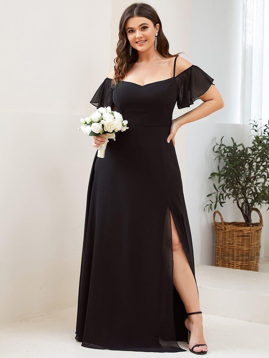 pretty REYA|Plus Size Cold Shoulder Formal Bridesmaid Dress with Side Slit