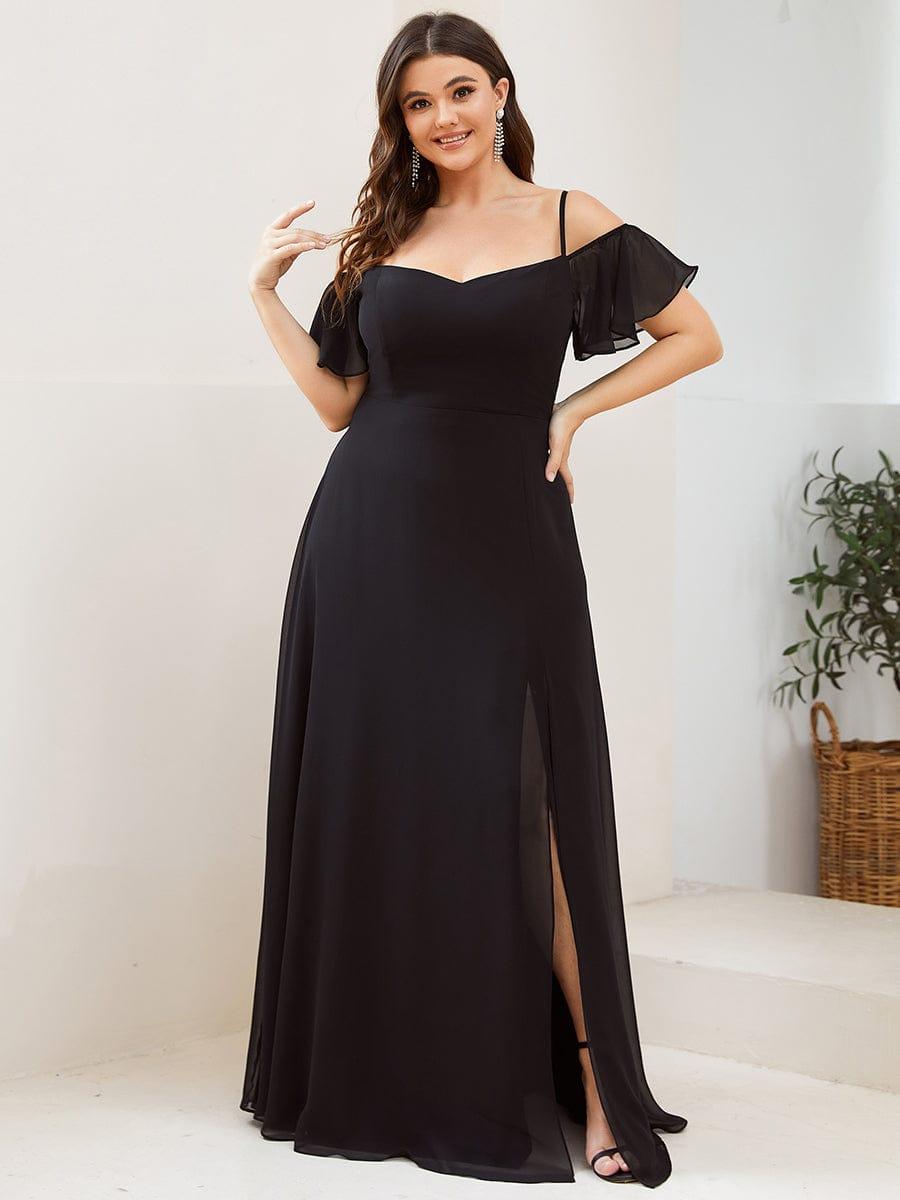 pretty REYA|Plus Size Cold Shoulder Formal Bridesmaid Dress with Side Slit