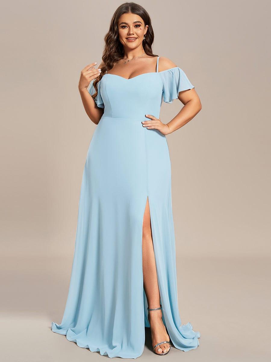 pretty REYA|Plus Size Cold Shoulder Formal Bridesmaid Dress with Side Slit