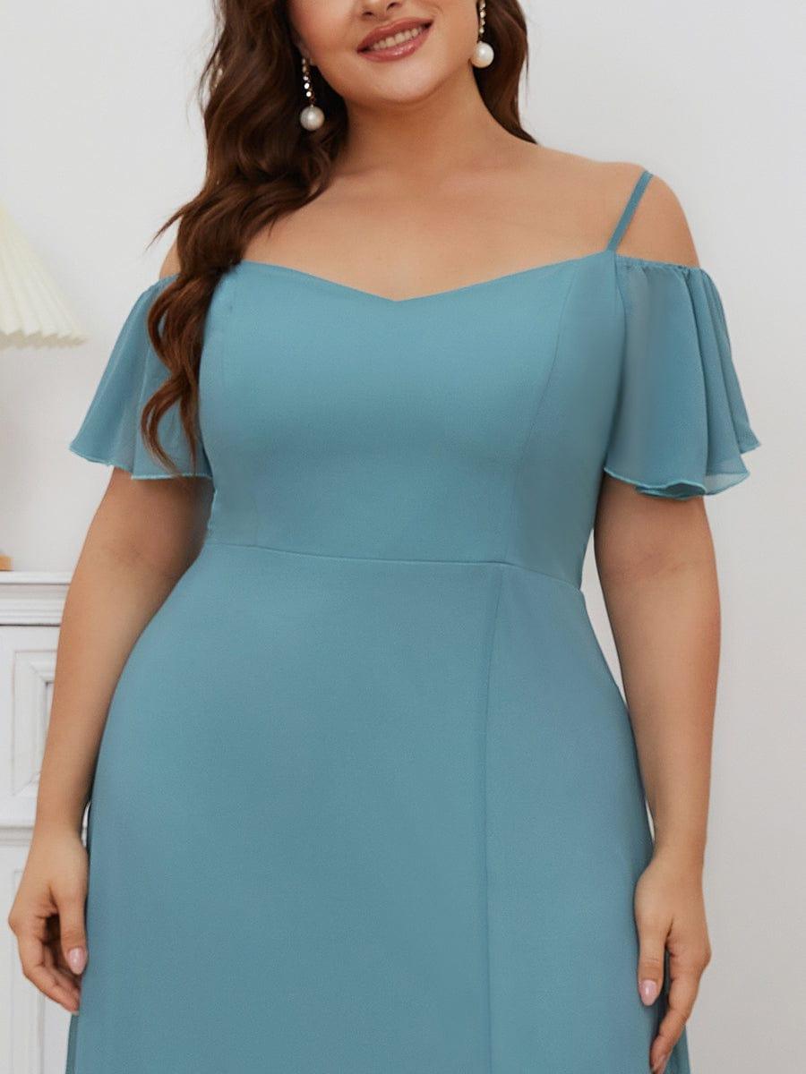 pretty REYA|Plus Size Cold Shoulder Formal Bridesmaid Dress with Side Slit