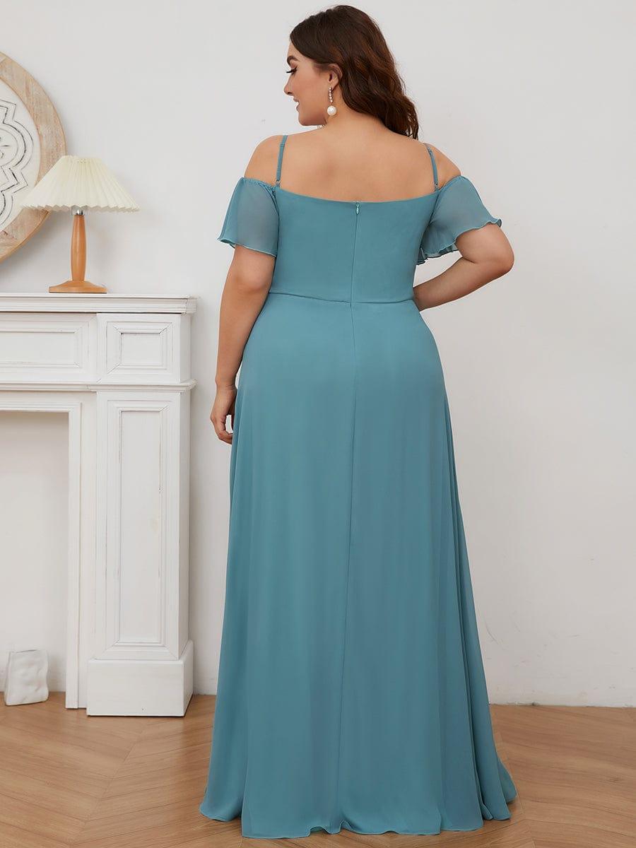 pretty REYA|Plus Size Cold Shoulder Formal Bridesmaid Dress with Side Slit