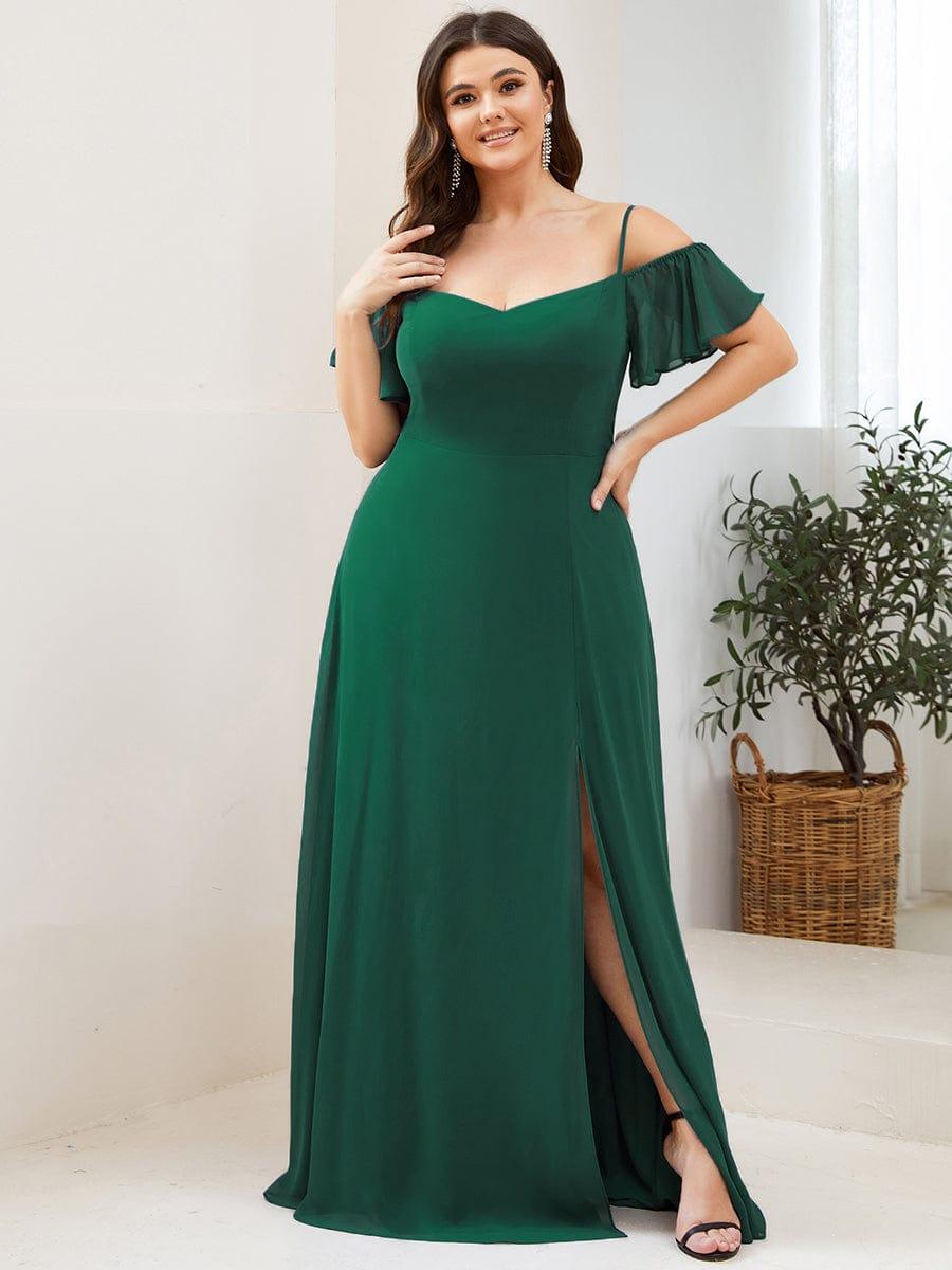 pretty REYA|Plus Size Cold Shoulder Formal Bridesmaid Dress with Side Slit