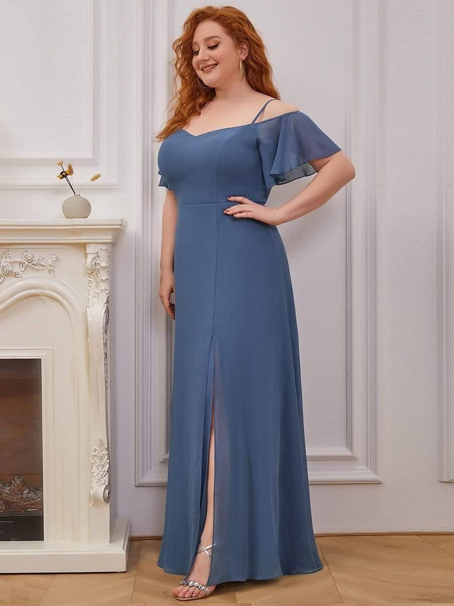 pretty REYA|Plus Size Cold Shoulder Formal Bridesmaid Dress with Side Slit
