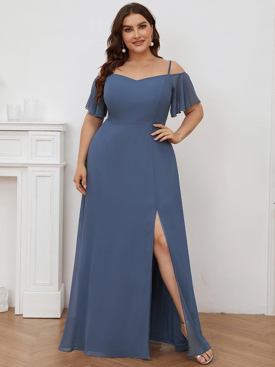 pretty REYA|Plus Size Cold Shoulder Formal Bridesmaid Dress with Side Slit