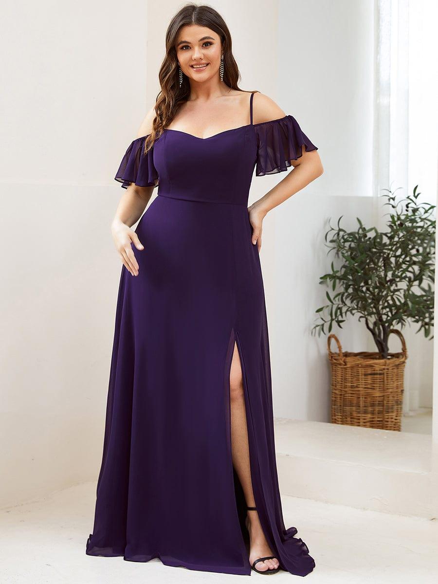 pretty REYA|Plus Size Cold Shoulder Formal Bridesmaid Dress with Side Slit