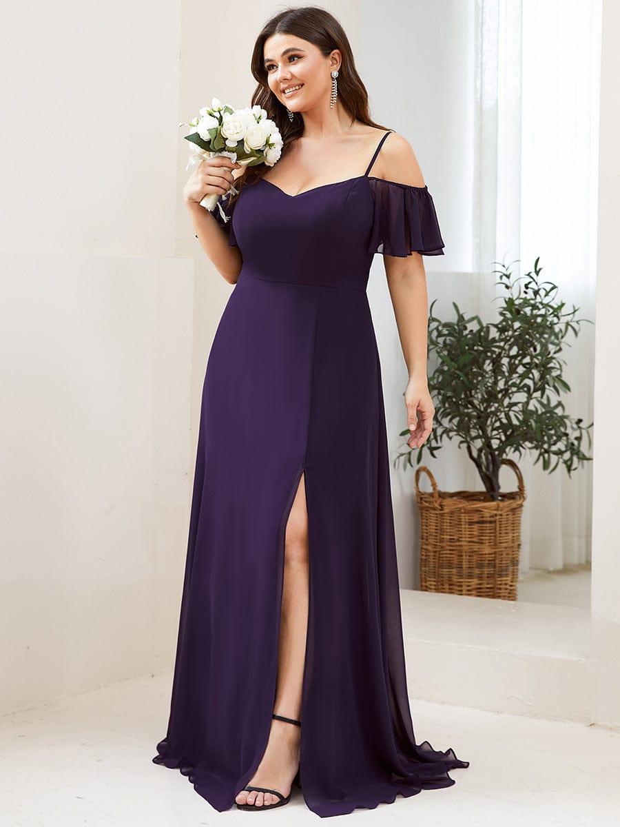pretty REYA|Plus Size Cold Shoulder Formal Bridesmaid Dress with Side Slit