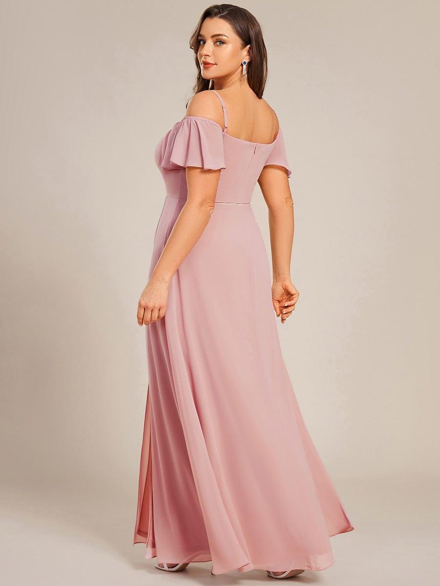pretty REYA|Plus Size Cold Shoulder Formal Bridesmaid Dress with Side Slit