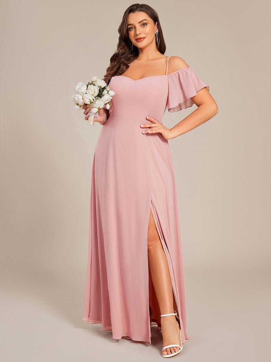 pretty REYA|Plus Size Cold Shoulder Formal Bridesmaid Dress with Side Slit