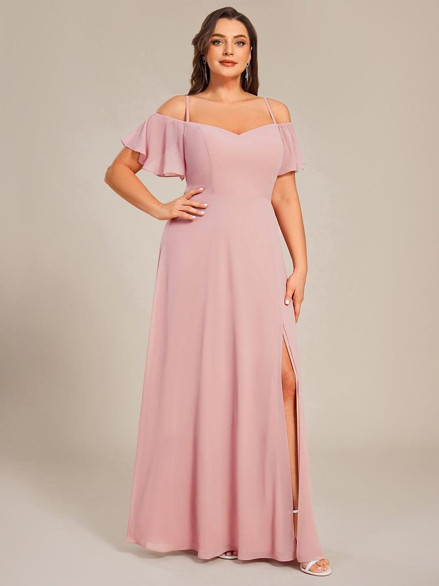 pretty REYA|Plus Size Cold Shoulder Formal Bridesmaid Dress with Side Slit