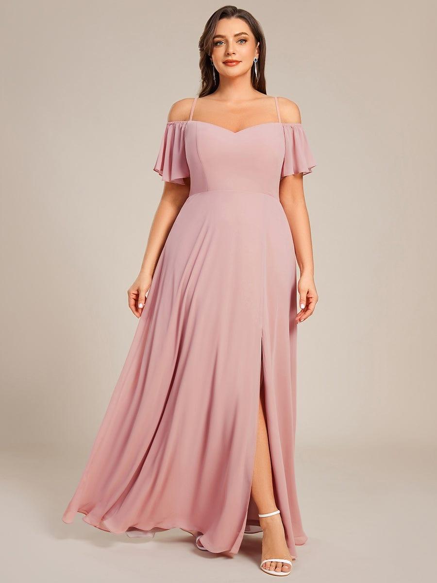 pretty REYA|Plus Size Cold Shoulder Formal Bridesmaid Dress with Side Slit