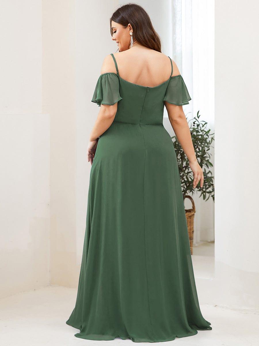 pretty REYA|Plus Size Cold Shoulder Formal Bridesmaid Dress with Side Slit