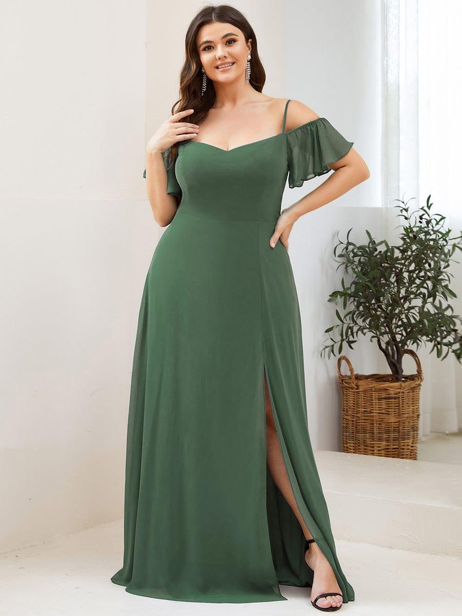 pretty REYA|Plus Size Cold Shoulder Formal Bridesmaid Dress with Side Slit