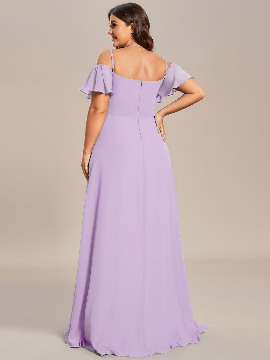 pretty REYA|Plus Size Cold Shoulder Formal Bridesmaid Dress with Side Slit