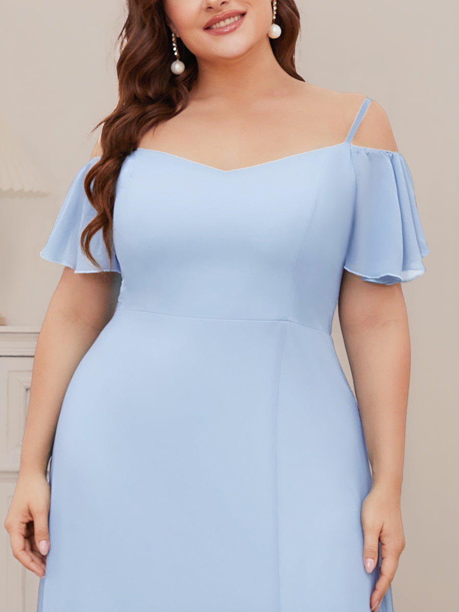 pretty REYA|Plus Size Cold Shoulder Formal Bridesmaid Dress with Side Slit
