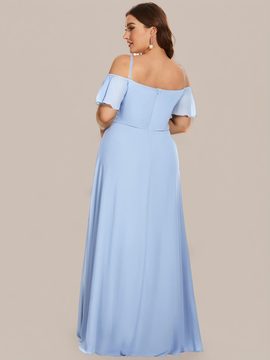 pretty REYA|Plus Size Cold Shoulder Formal Bridesmaid Dress with Side Slit