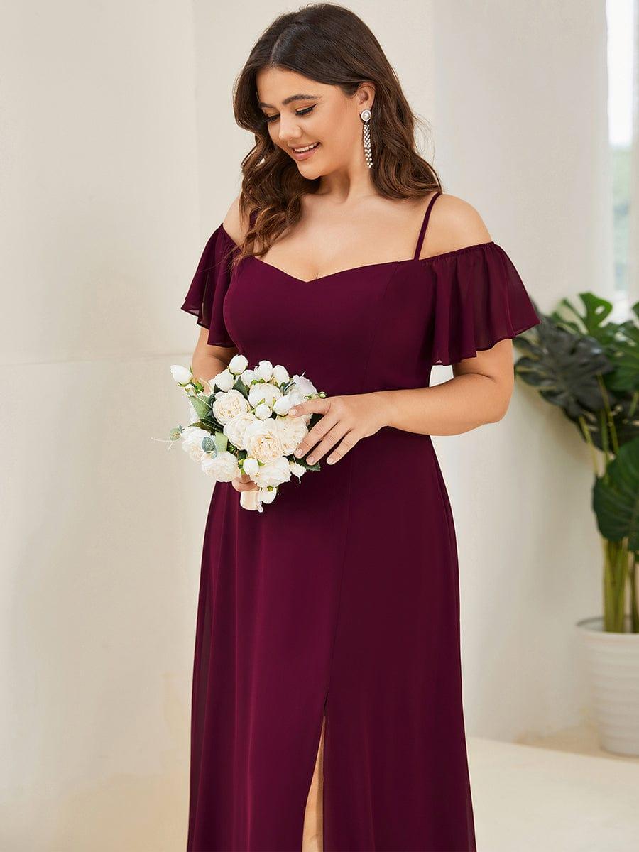pretty REYA|Plus Size Cold Shoulder Formal Bridesmaid Dress with Side Slit