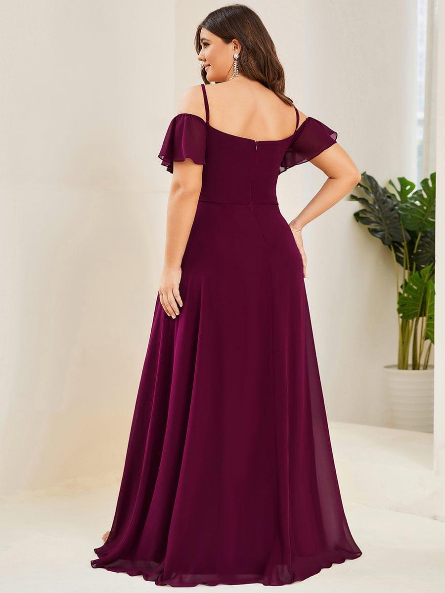 pretty REYA|Plus Size Cold Shoulder Formal Bridesmaid Dress with Side Slit