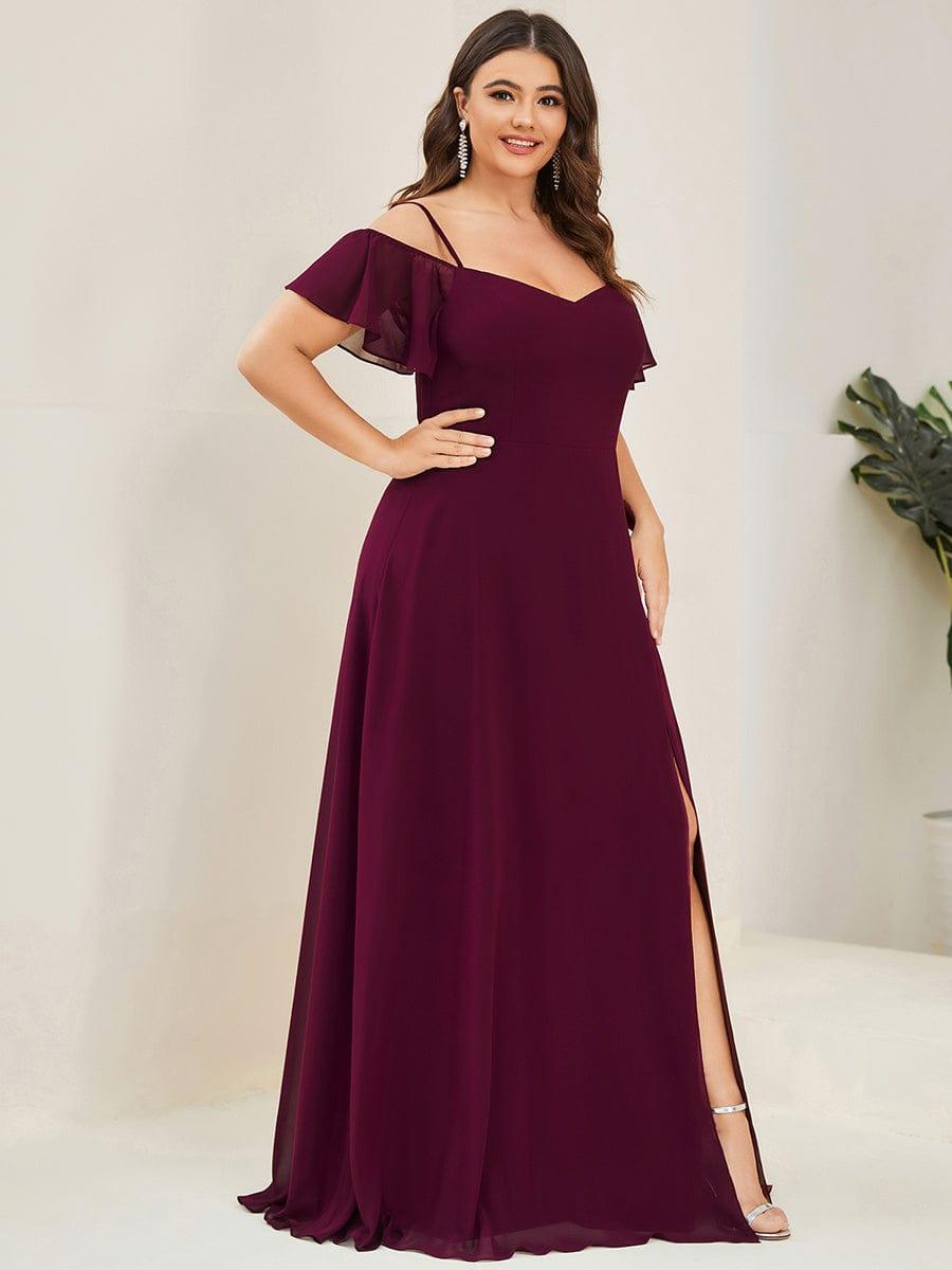 pretty REYA|Plus Size Cold Shoulder Formal Bridesmaid Dress with Side Slit