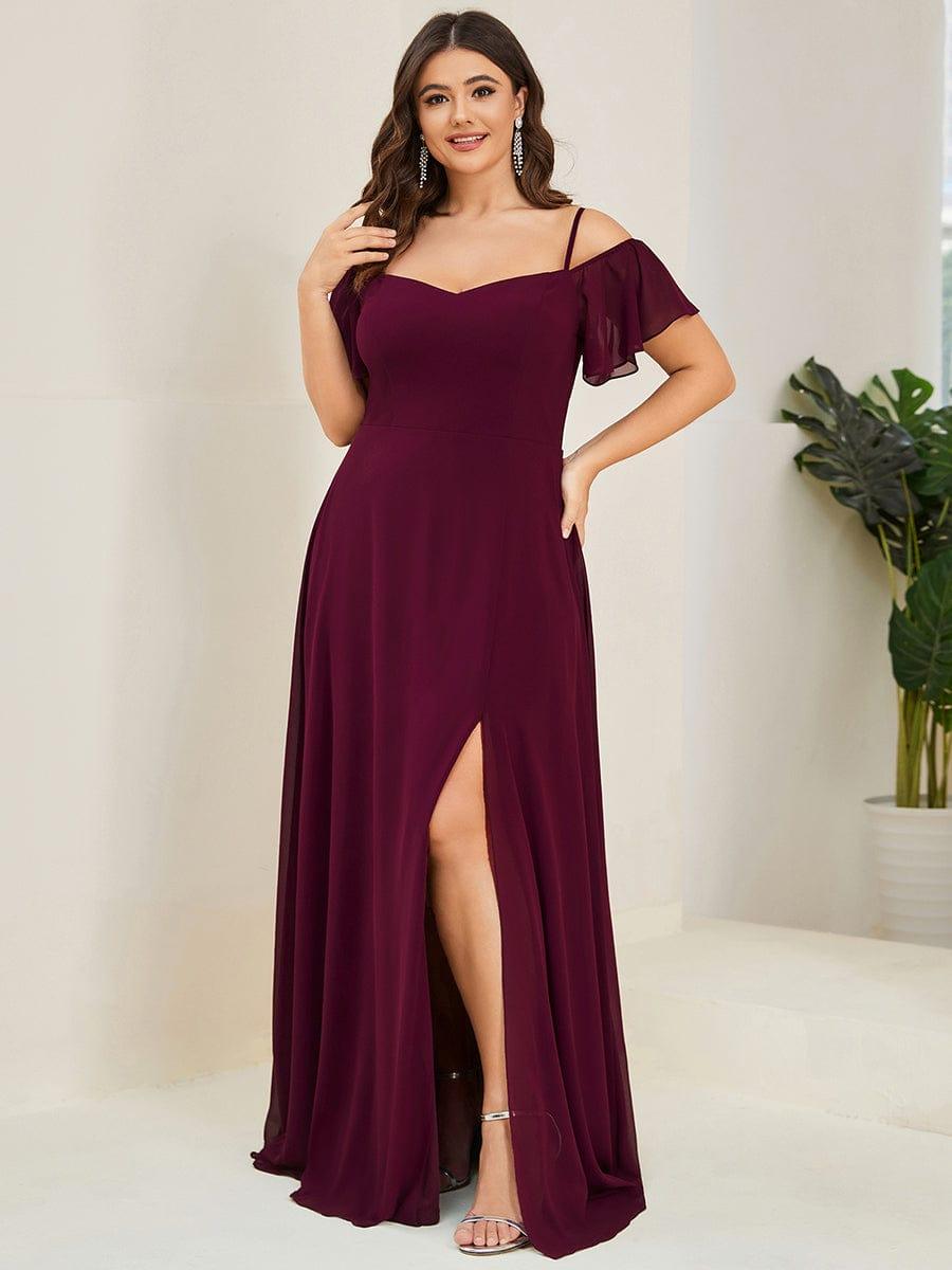 pretty REYA|Plus Size Cold Shoulder Formal Bridesmaid Dress with Side Slit