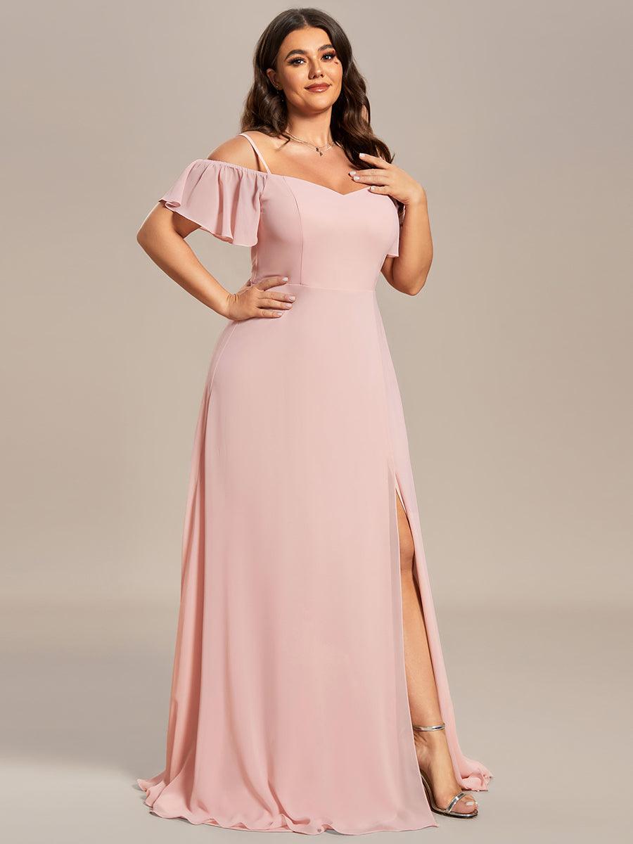 pretty REYA|Plus Size Cold Shoulder Formal Bridesmaid Dress with Side Slit