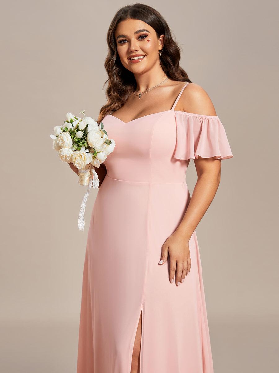 pretty REYA|Plus Size Cold Shoulder Formal Bridesmaid Dress with Side Slit