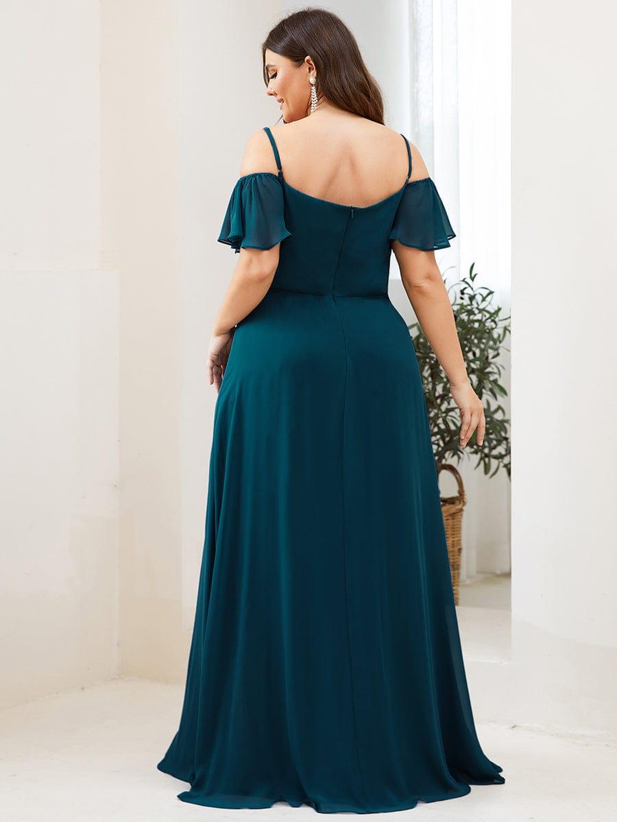 pretty REYA|Plus Size Cold Shoulder Formal Bridesmaid Dress with Side Slit