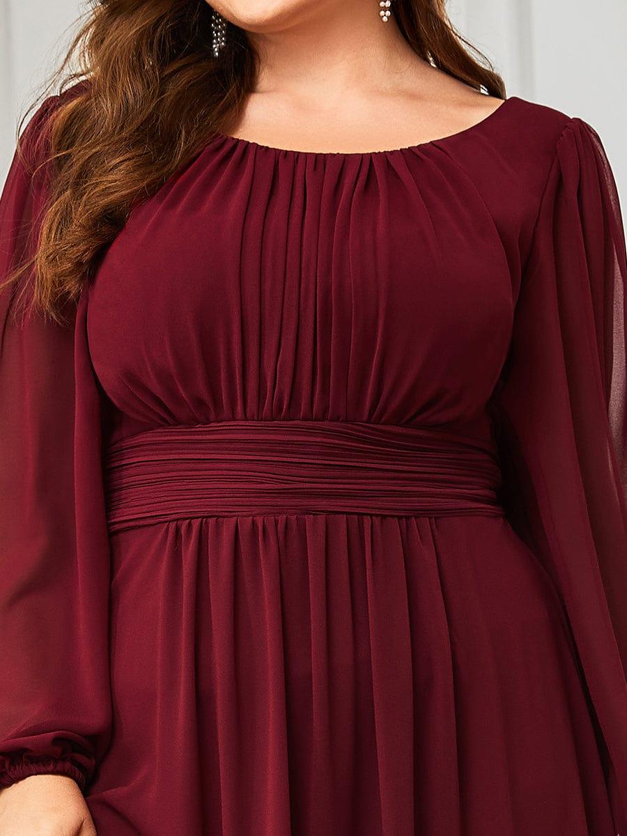 pretty CELESTE|Plus Size See-Through Puff Sleeve Chiffon Mother Dress
