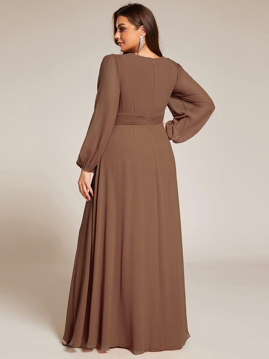pretty CELESTE|Plus Size See-Through Puff Sleeve Chiffon Mother Dress