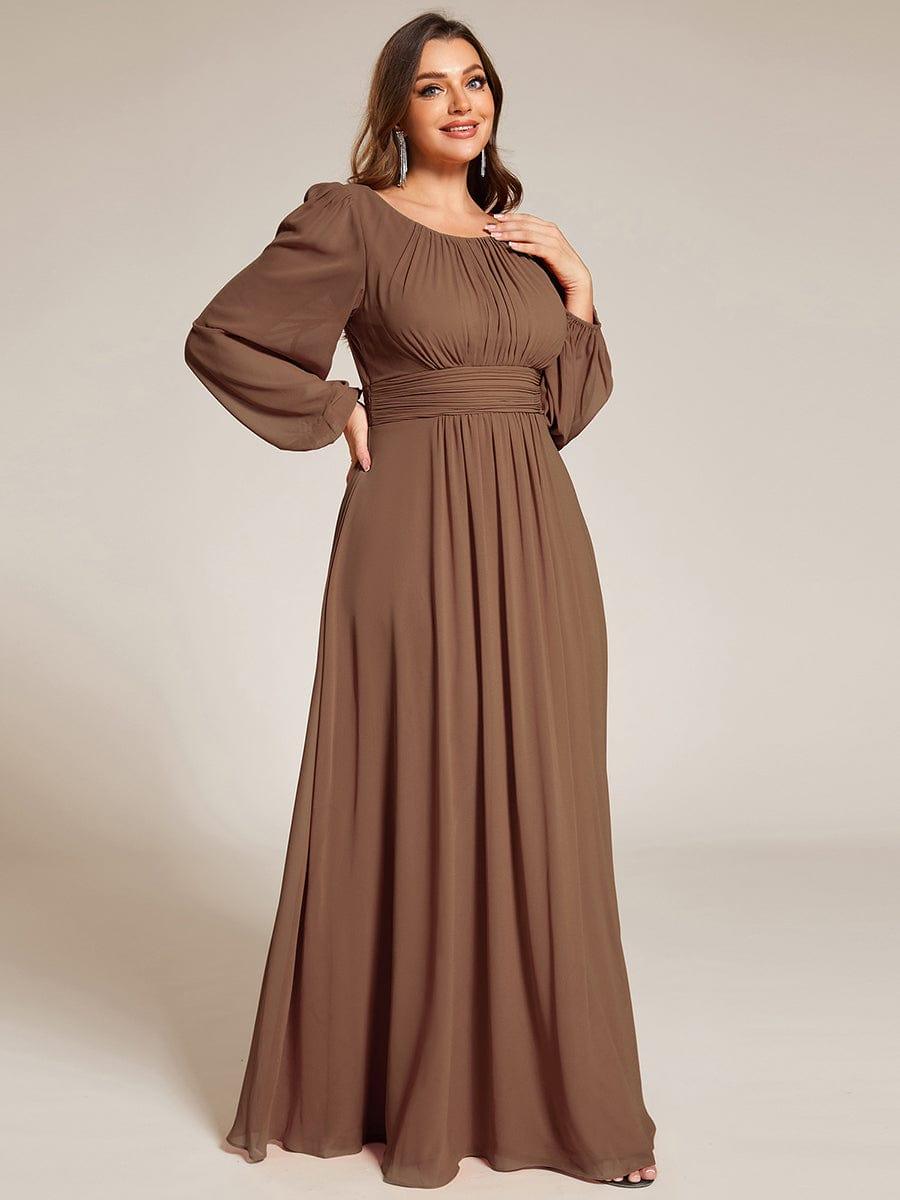 pretty CELESTE|Plus Size See-Through Puff Sleeve Chiffon Mother Dress