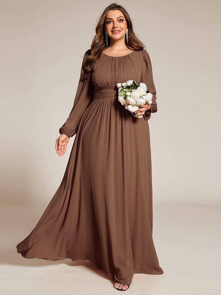 pretty CELESTE|Plus Size See-Through Puff Sleeve Chiffon Mother Dress