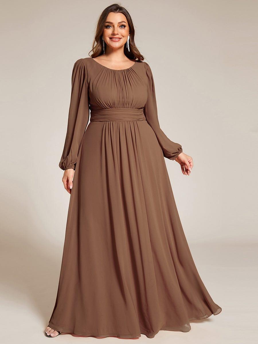 pretty CELESTE|Plus Size See-Through Puff Sleeve Chiffon Mother Dress