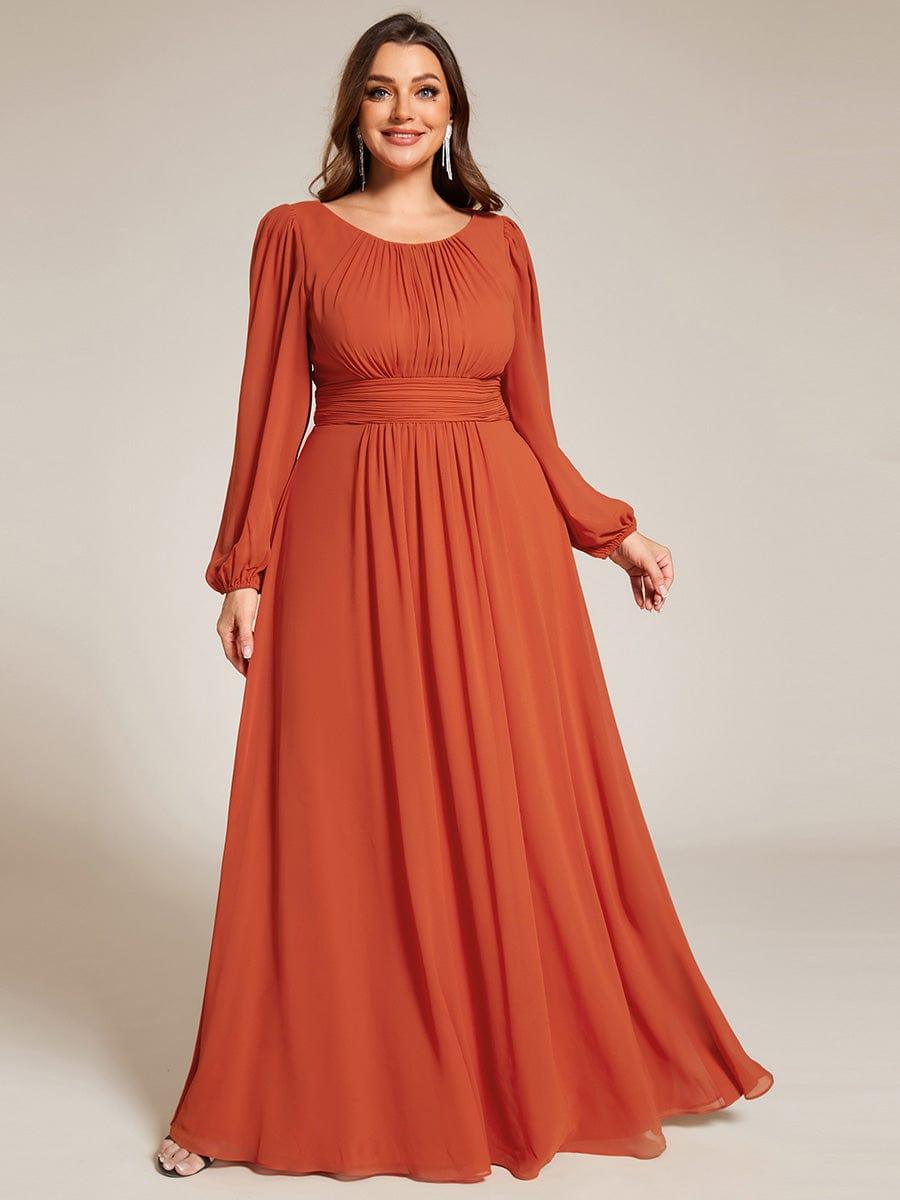 pretty CELESTE|Plus Size See-Through Puff Sleeve Chiffon Mother Dress