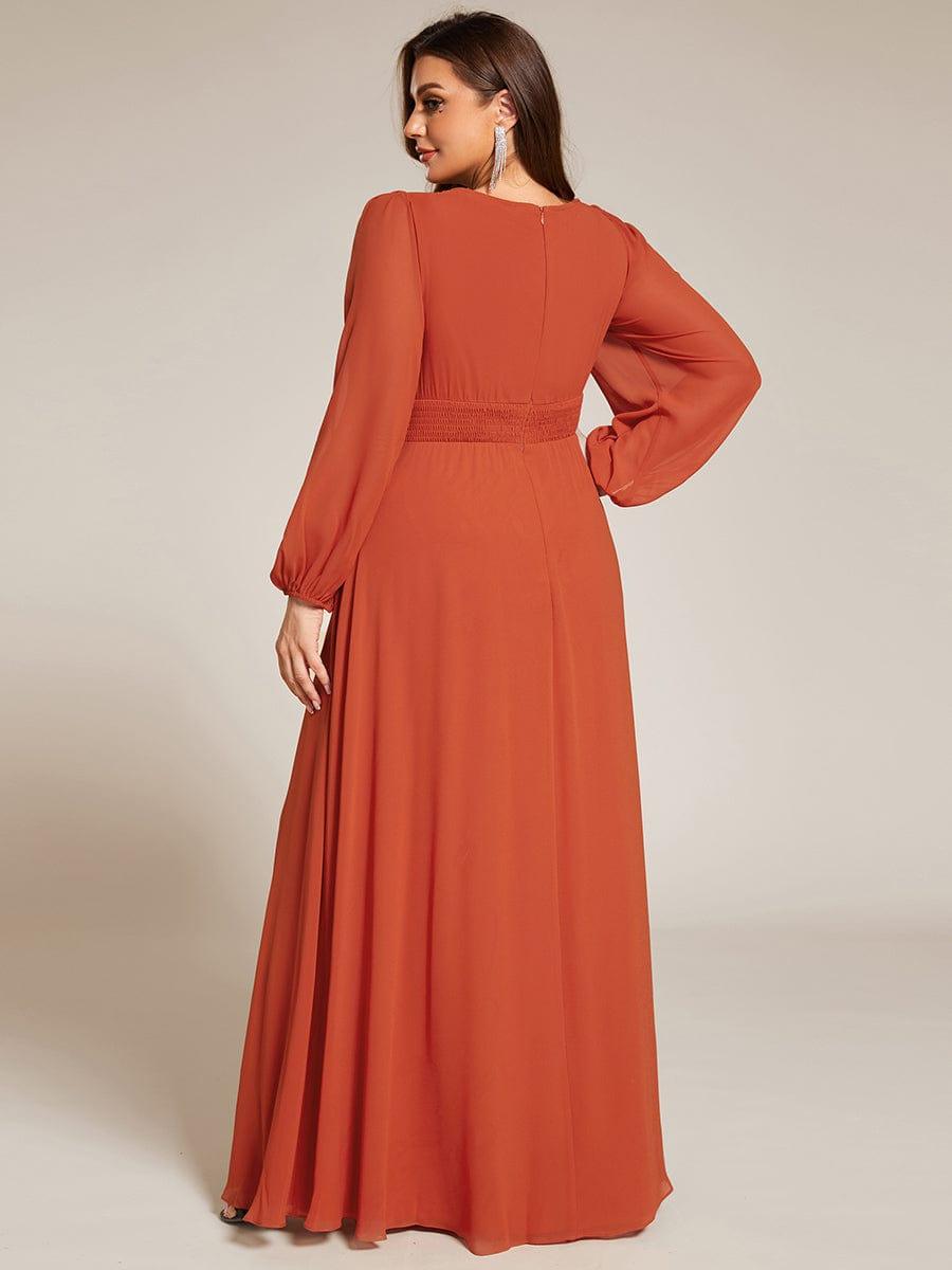 pretty CELESTE|Plus Size See-Through Puff Sleeve Chiffon Mother Dress