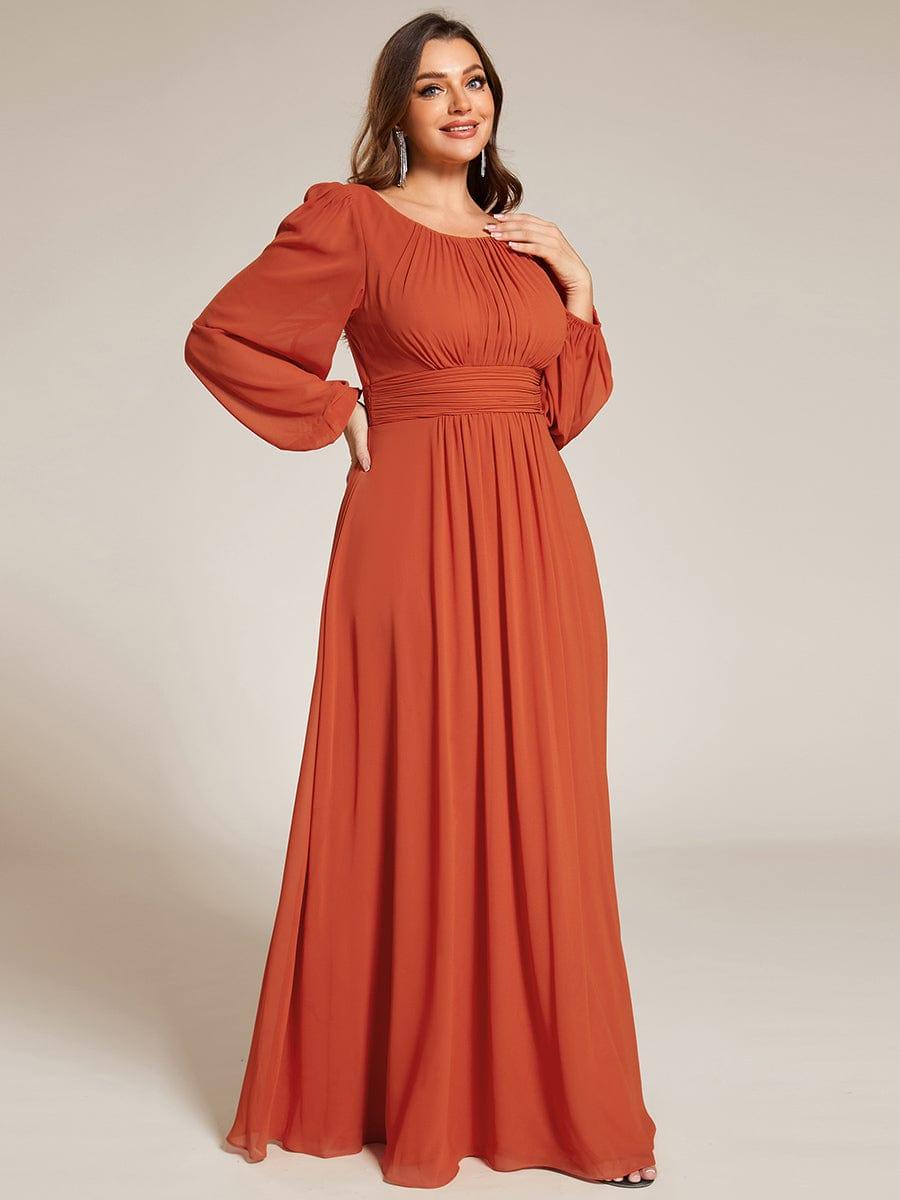 pretty CELESTE|Plus Size See-Through Puff Sleeve Chiffon Mother Dress