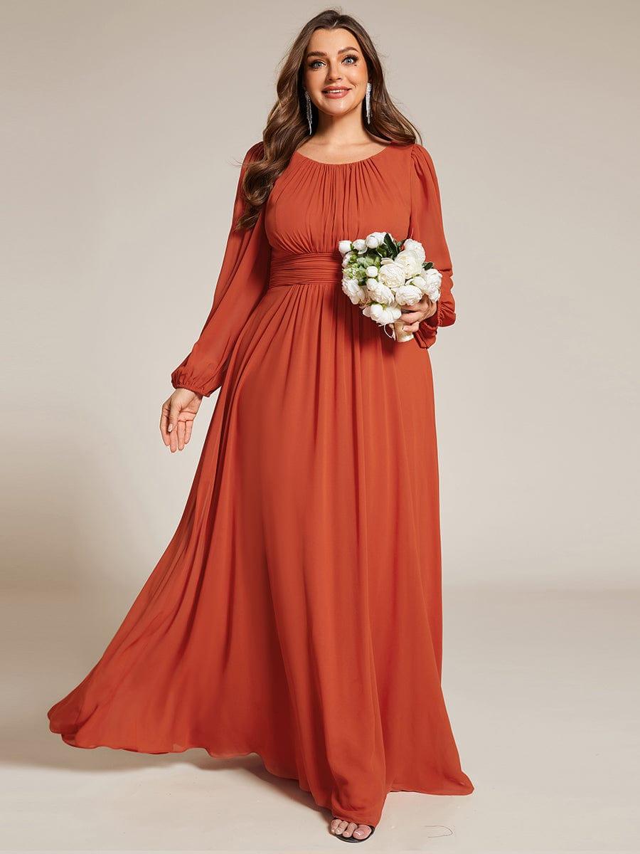 pretty CELESTE|Plus Size See-Through Puff Sleeve Chiffon Mother Dress