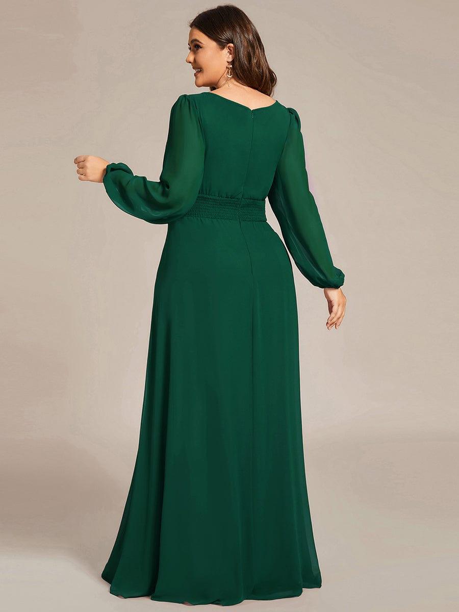 pretty CELESTE|Plus Size See-Through Puff Sleeve Chiffon Mother Dress