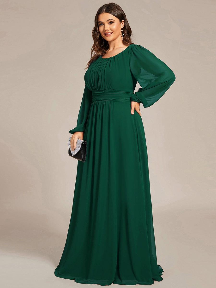 pretty CELESTE|Plus Size See-Through Puff Sleeve Chiffon Mother Dress