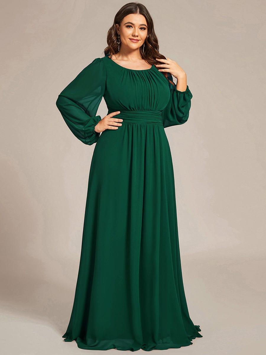 pretty CELESTE|Plus Size See-Through Puff Sleeve Chiffon Mother Dress