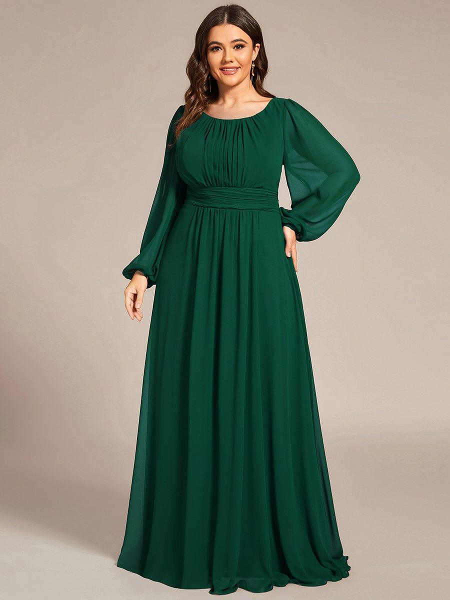 pretty CELESTE|Plus Size See-Through Puff Sleeve Chiffon Mother Dress