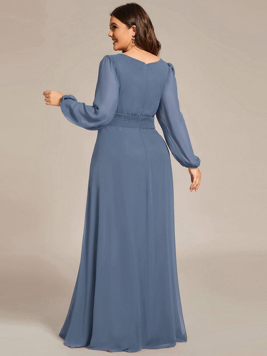pretty CELESTE|Plus Size See-Through Puff Sleeve Chiffon Mother Dress