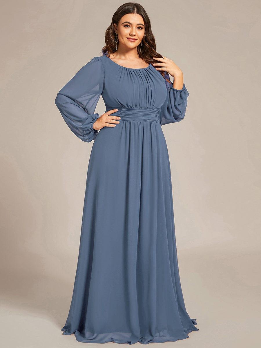 pretty CELESTE|Plus Size See-Through Puff Sleeve Chiffon Mother Dress