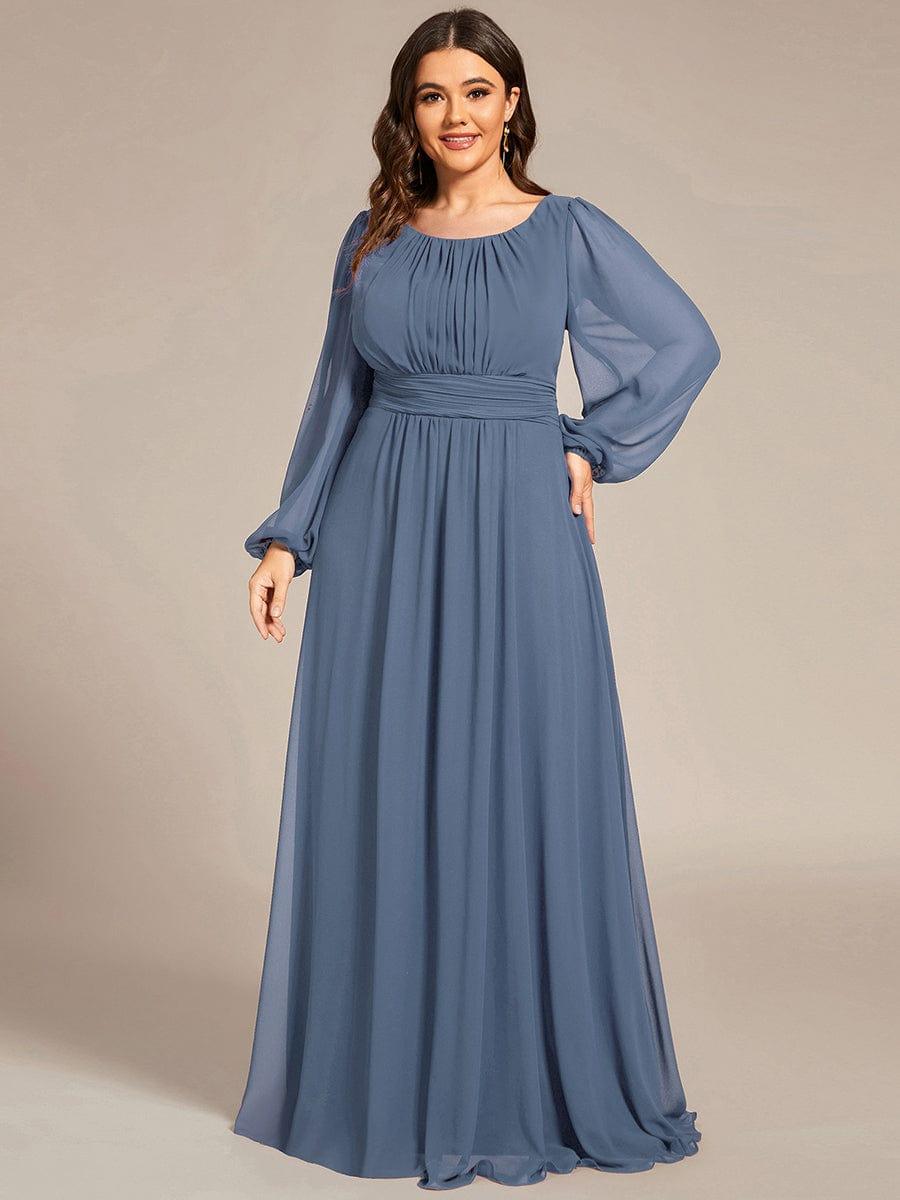 pretty CELESTE|Plus Size See-Through Puff Sleeve Chiffon Mother Dress