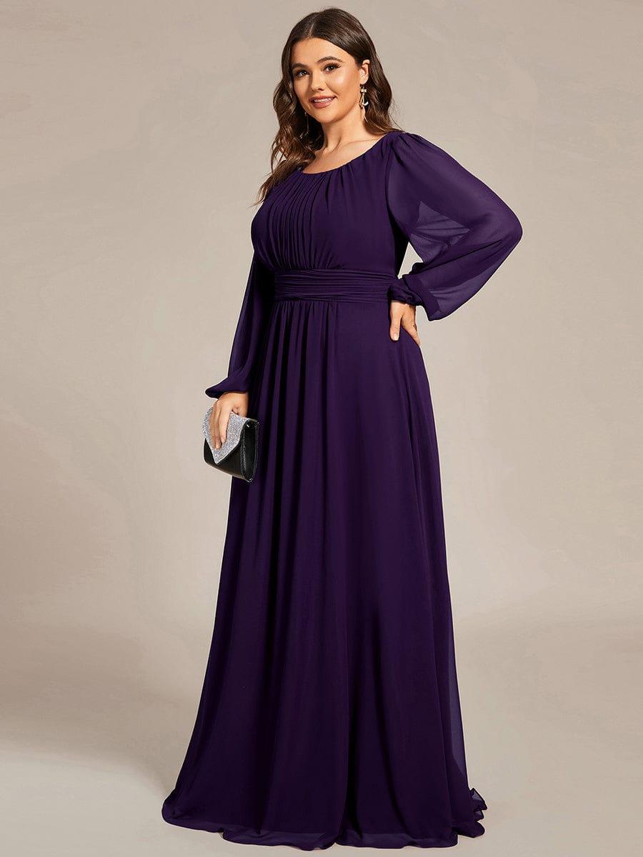 pretty CELESTE|Plus Size See-Through Puff Sleeve Chiffon Mother Dress