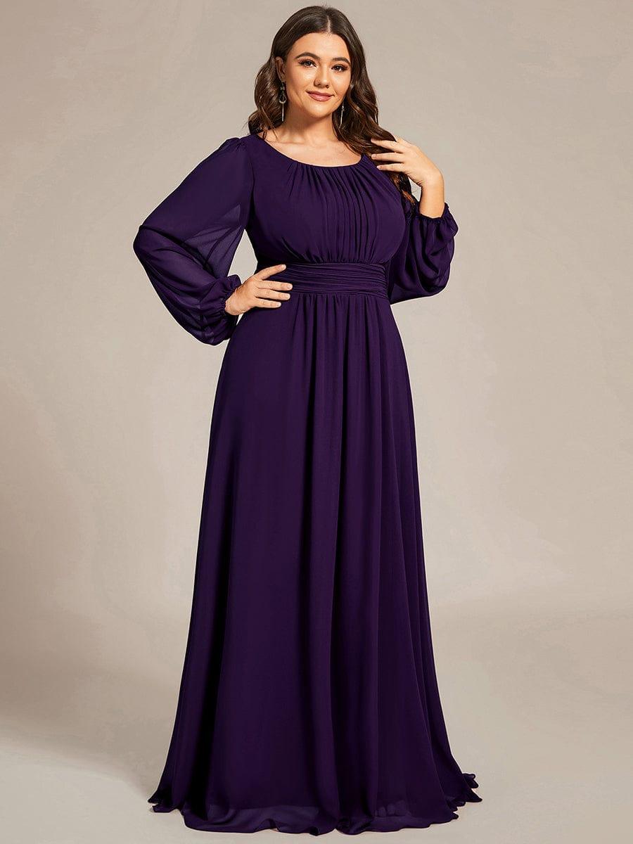 pretty CELESTE|Plus Size See-Through Puff Sleeve Chiffon Mother Dress