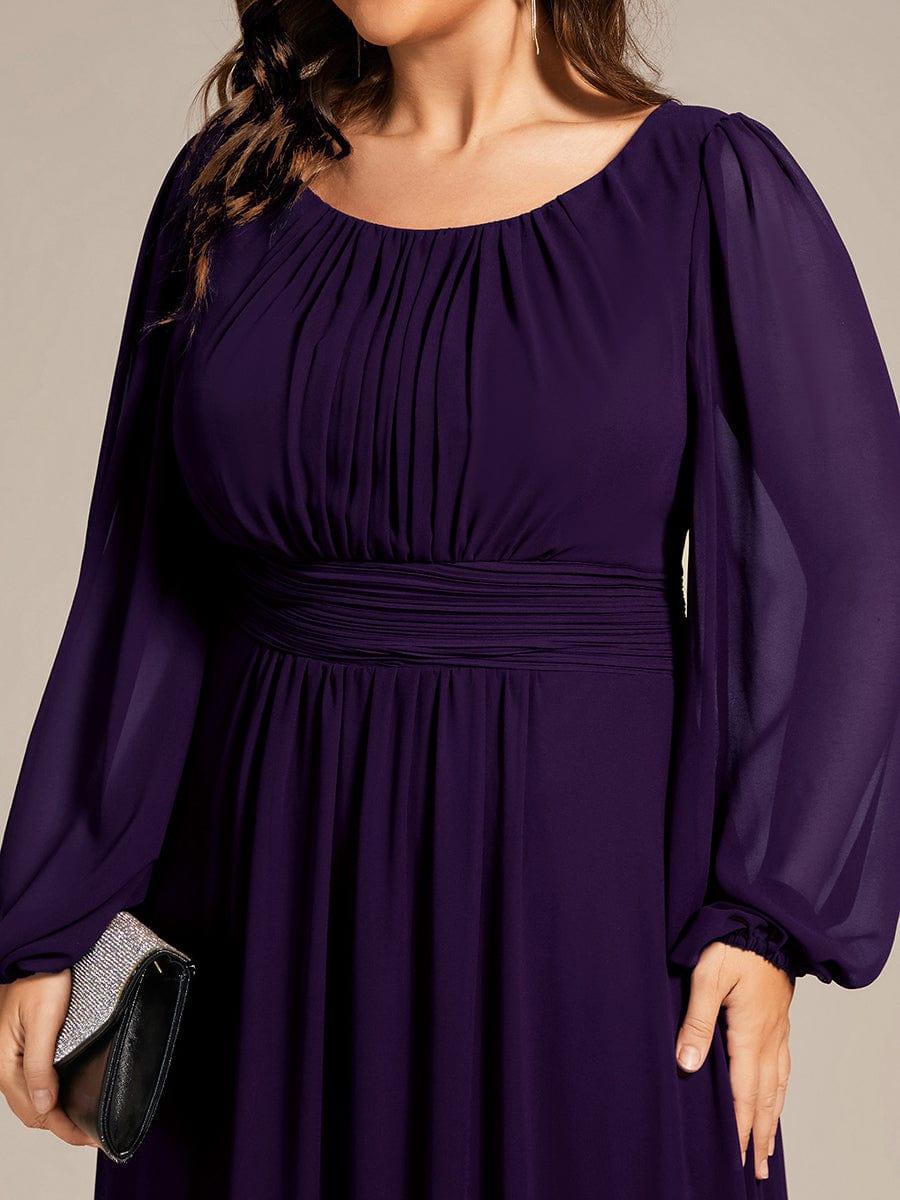 pretty CELESTE|Plus Size See-Through Puff Sleeve Chiffon Mother Dress