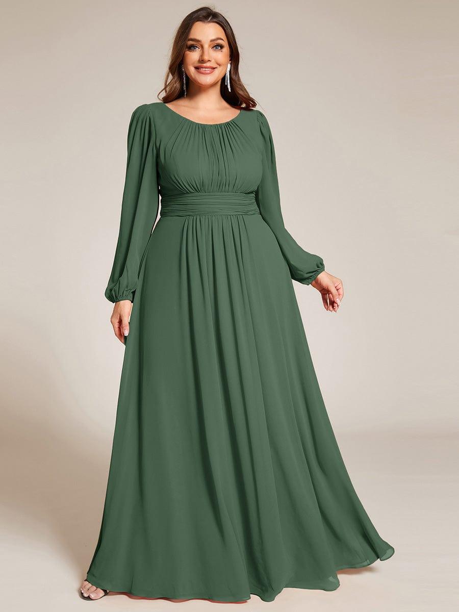 pretty CELESTE|Plus Size See-Through Puff Sleeve Chiffon Mother Dress